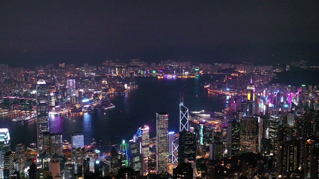 维多利亚港，香港城市夜景的地标视频素材