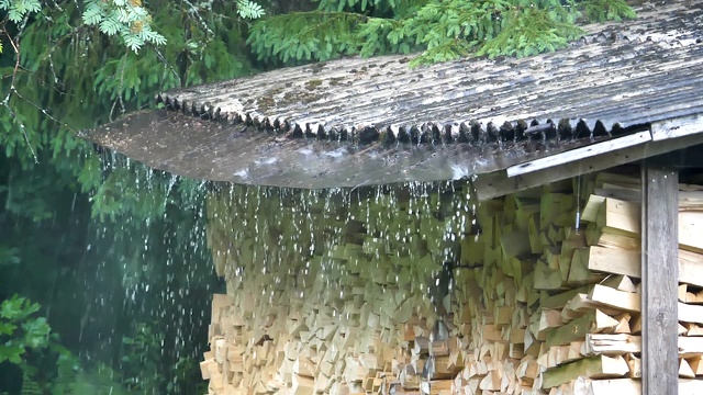 屋外正下着倾盆大雨视频素材