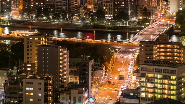 延时:东京城市夜景鸟瞰图视频素材