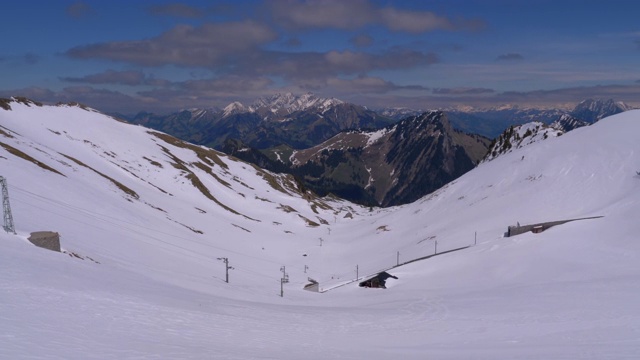 全景从高山到雪峰在瑞士阿尔卑斯山。Rochers-de-Naye视频素材