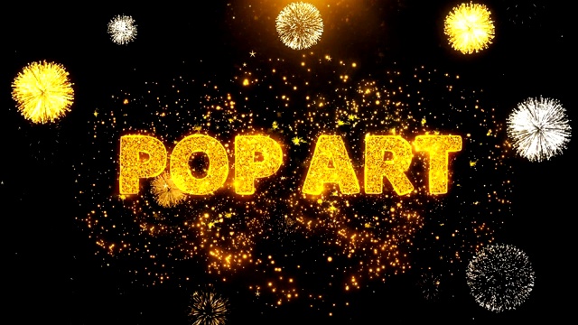 Pop Art Text on fireworks Display爆炸粒子。视频素材