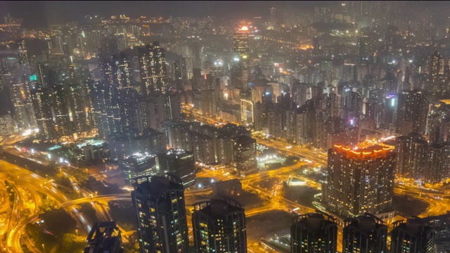 航拍香港夜景的时间推移图视频素材