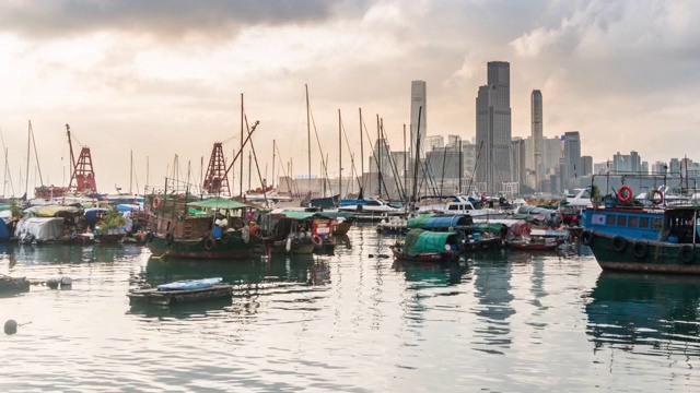 日落时的湾仔码头，香港视频素材