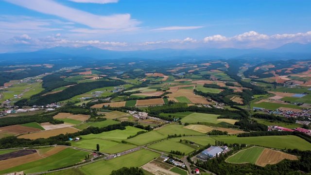 北海道田野鸟瞰图视频素材