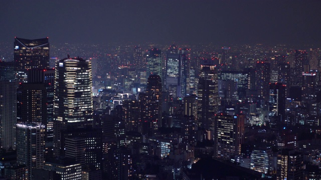 东京城市夜景，鸟瞰图视频素材