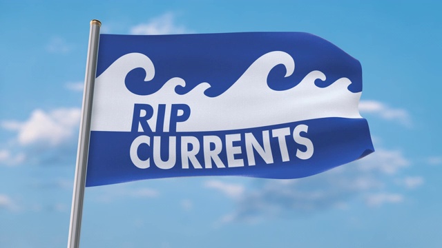 Rip currents挥舞旗帜(包括亮度哑光，所以你可以放置自己的背景)视频素材