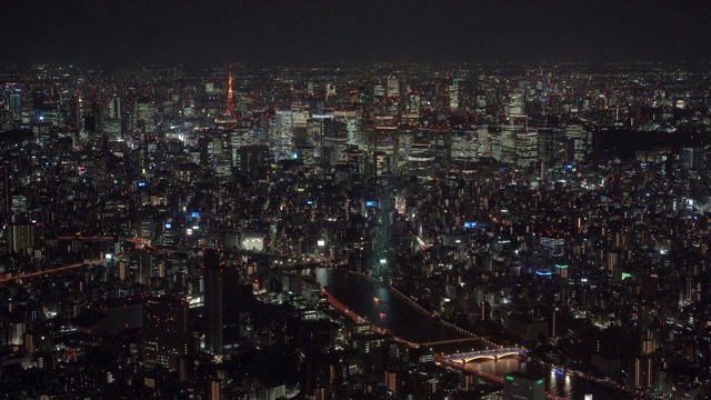 大城市夜景，东京鸟瞰图视频素材