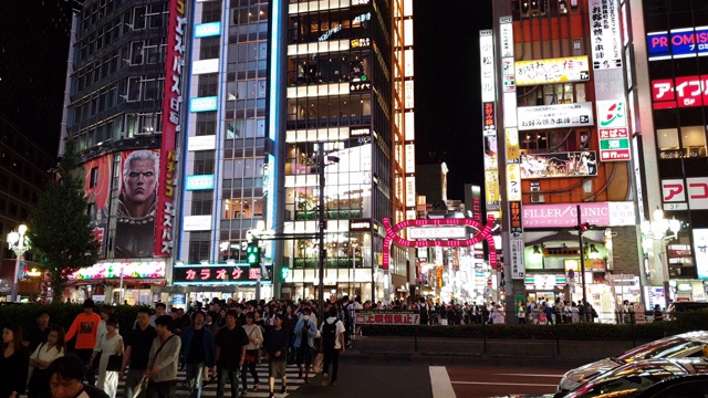 日本东京，晚上歌舞伎町的人群视频素材