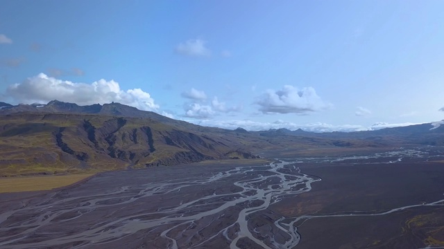 冰岛冰川河鸟瞰图视频素材