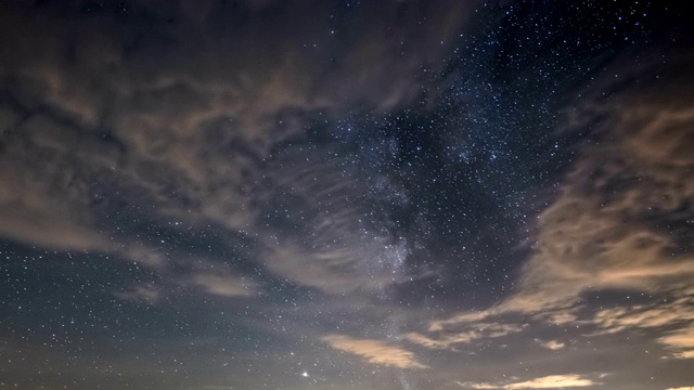 夏天里繁星点点的夜空和银河的星星时光流逝视频素材