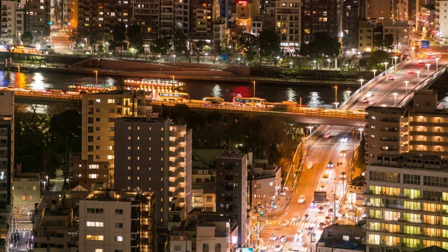 延时:东京城市夜景鸟瞰图视频素材