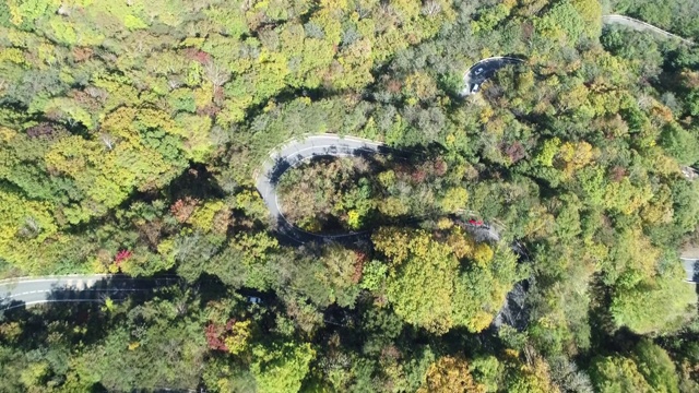 汽车在日本的山路上飞行视频素材