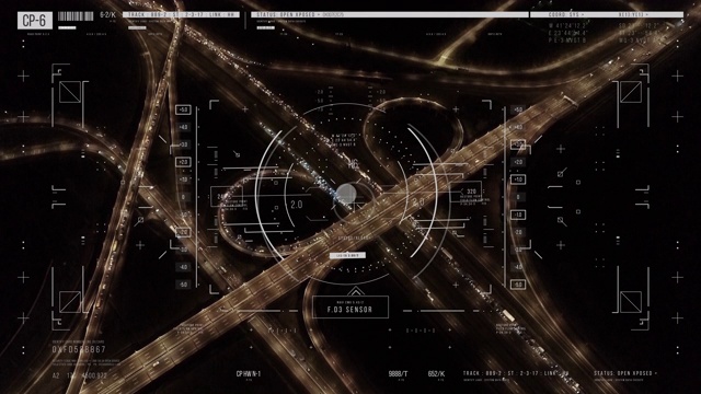 警察HUD跟踪系统和远程控制。间谍监控系统和数字仪表盘。视频素材