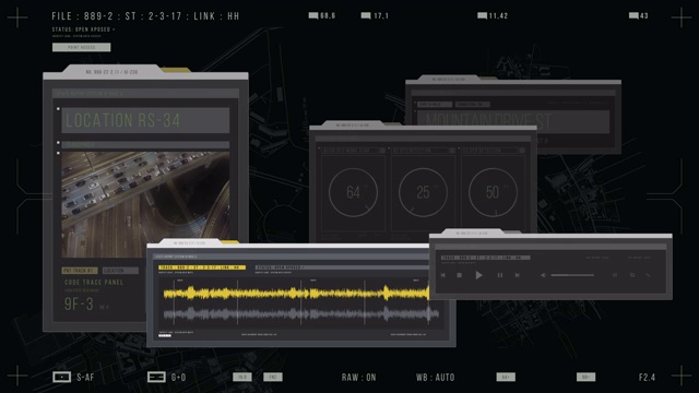 警察HUD跟踪系统和远程控制。间谍监控系统和数字仪表盘。视频素材