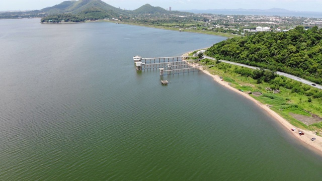 天然湖泊水库鸟瞰图，视频素材