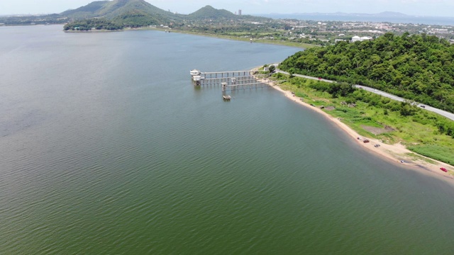 天然湖泊水库鸟瞰图，视频素材