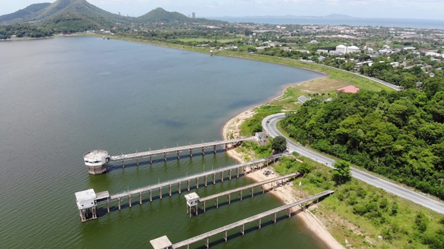 天然湖泊水库鸟瞰图，视频素材