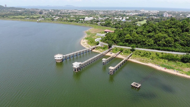 天然湖泊水库鸟瞰图，视频素材