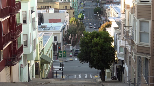 旧金山维多利亚式住宅，面向市中心视频素材