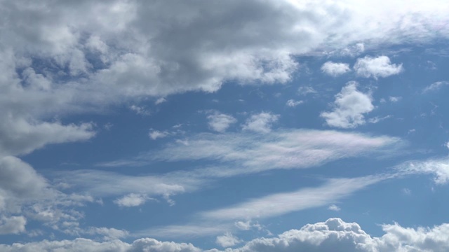 只有天空。美丽的蓝天和白云的全景。令人放松的移动转换云的观点。全高清延时视频素材