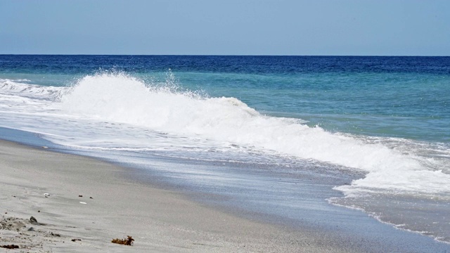 热带海滩主题:加勒比岛屿海滩上的海浪。视频素材