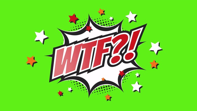 WTF ? !-漫画流行艺术文本视频4K，色度键版本包括。视频素材