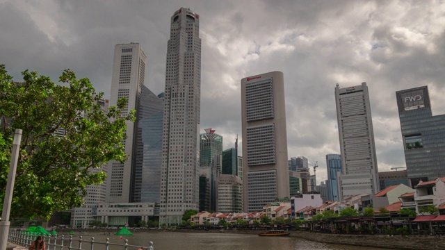 阴天新加坡市中心市中心滨江湾全景4k时间推移视频素材