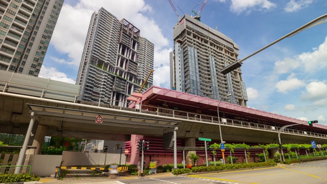 阳光明媚的一天新加坡城市交通街道地铁车站道路全景4k时间视频素材