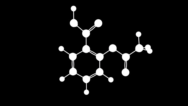 带有阿尔法层的阿司匹林分子的三维动画视频素材