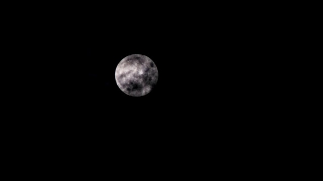 神秘的夜空和客机的剪影飞过夜晚满月。视频素材