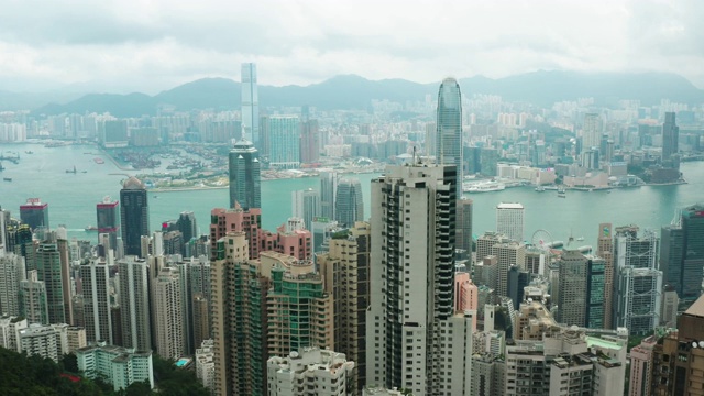 鸟瞰图香港的市中心和海岸线视频素材