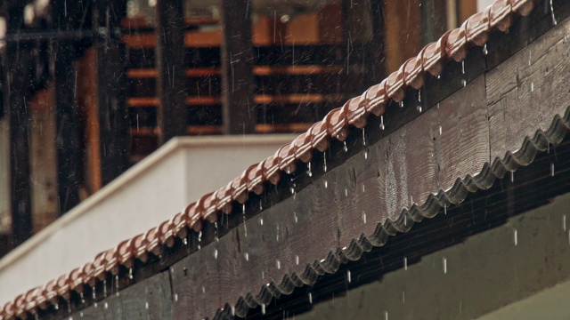 屋顶上的大雨视频素材