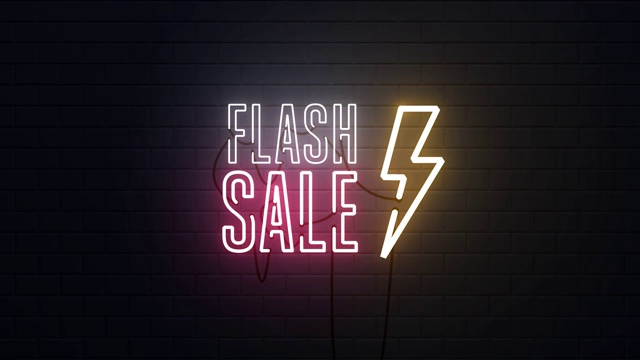 Flash Sale霓虹招牌横幅背景视频下载