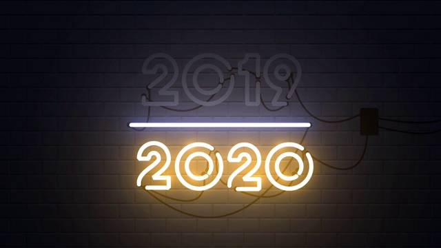 2019-2020变2020新年霓虹灯视频素材