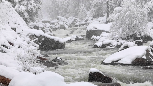 优山美地国家公园的雪景视频素材