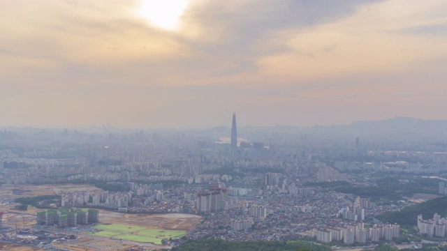 韩国首尔城市天际线的时间流逝视频素材