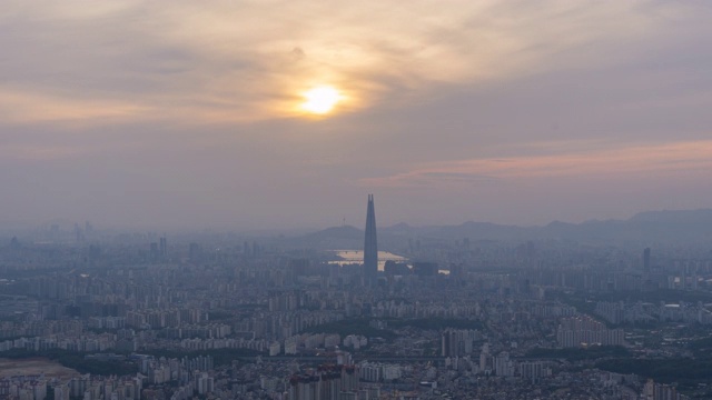 韩国首尔城市天际线的时间流逝视频素材