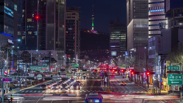 韩国首尔城市天际线的时间流逝视频素材