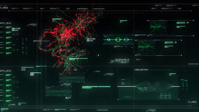 技术显示与神经元突触网络动画流在未来的触摸屏扫描界面视频购买