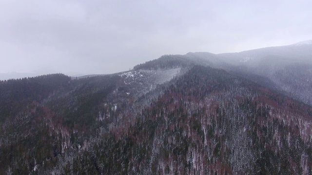 冬季山脉的鸟瞰图视频素材