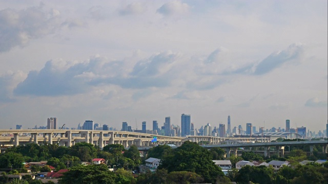 日落时，城市上空的长空云。视频素材