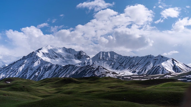 列宁峰周围的雪峰时间的流逝视频素材