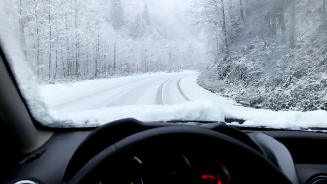 白天在暴风雪中开车。视频素材