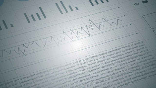 统计数据，金融市场数据，分析和报告，数字和图表。幻灯片3 d效果。视频素材