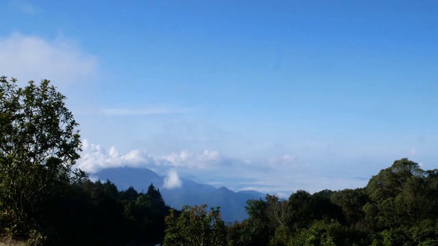 早晨，女游客在因萨农山顶欣赏风景。视频素材