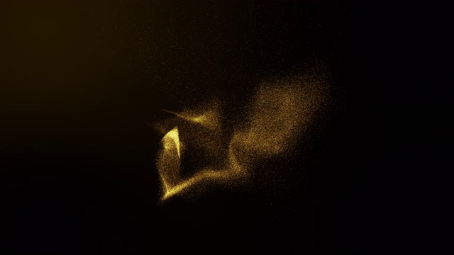 金色闪亮的星尘在黑暗的背景上尾随着闪闪发光的粒子。空间彗星的尾巴。视频素材