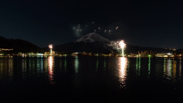 富士山和烟花视频素材