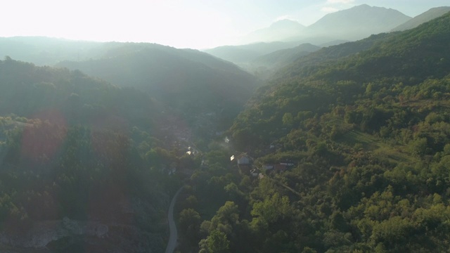 无人机拍摄的森林道路视频素材