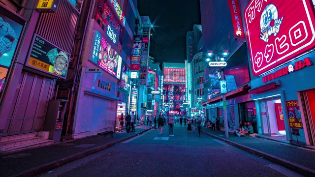 东京涩谷市中心霓虹街道的夜景视频素材