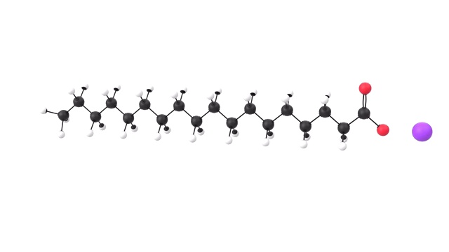 硬脂酸钠分子的三维动画与阿尔法层视频素材